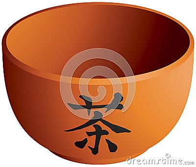 Tea, kanji character on the teacup Vector Illustration